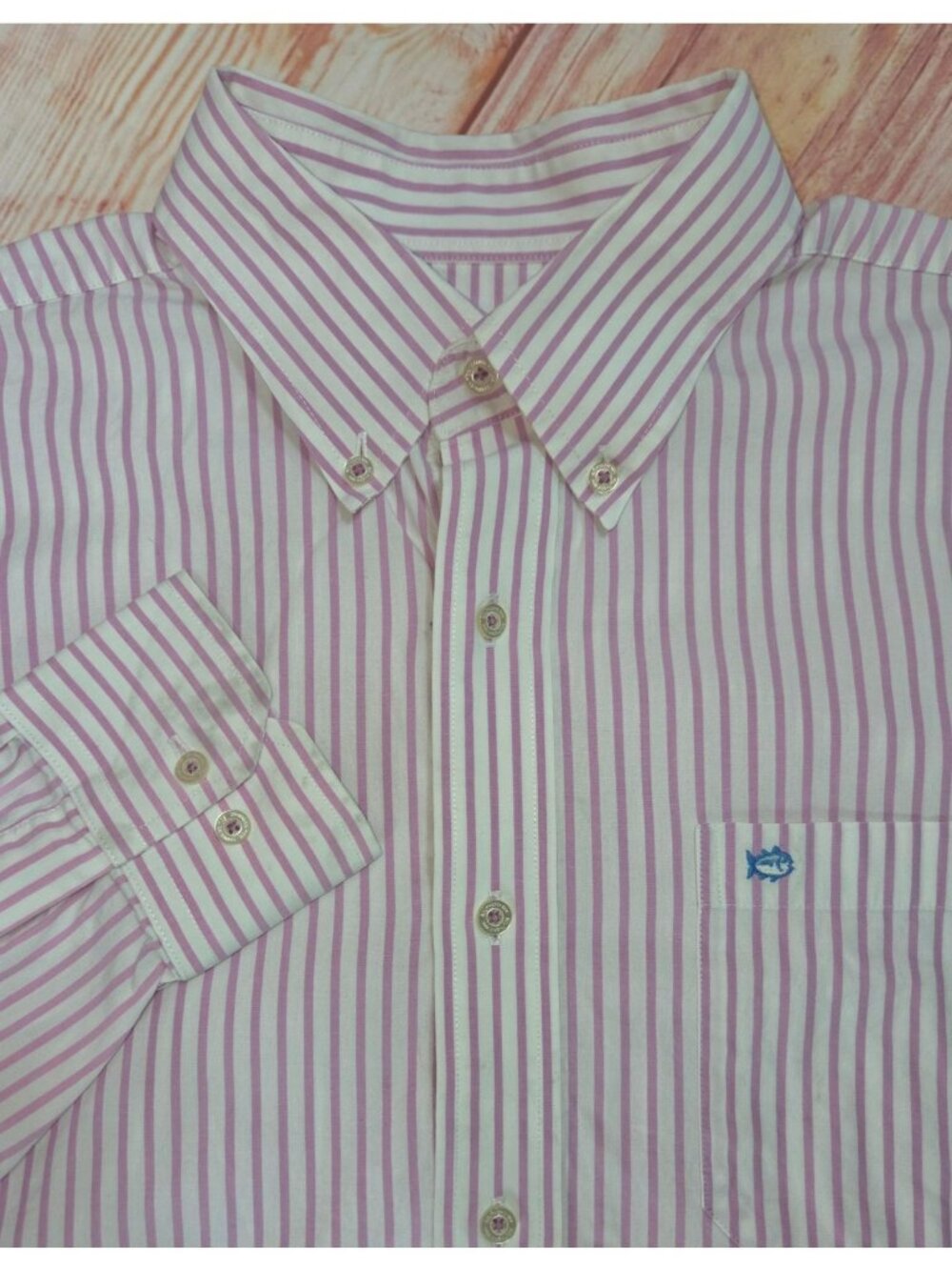 Southern Tide Mens Pink Striped Long Sleeve Shirt Size Large